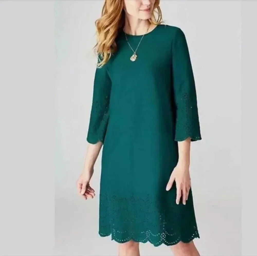 J. Jill Teal Pacific Eyelet Cotton dress